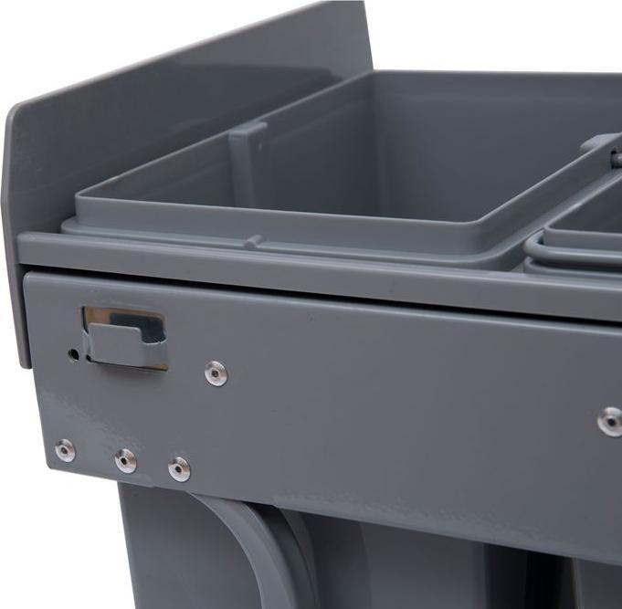 Image du produit Swisshandel24 40L Einbaumülleimer Unterschrank ausziehbarer Müllsammler mit 3 Fächer Grau (40 l)
