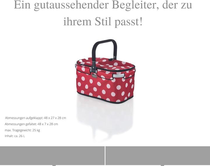 Produktbild Genius Einkaufskorb Falko, rot mit weissen Punkten