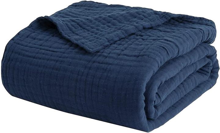 Milkii 6-lagige Musselin Decke, 180x140 cm - Navy (180 x 140 cm)