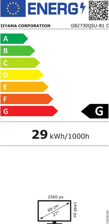 Etichetta energetica iiyama G-Master GB2730QSU-B1 (2560 x 1440 pixel, 27")