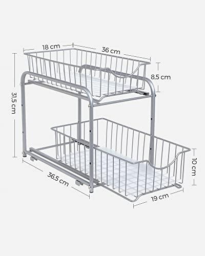 Actual product image Songmics Kitchen shelf 2 drawers silver