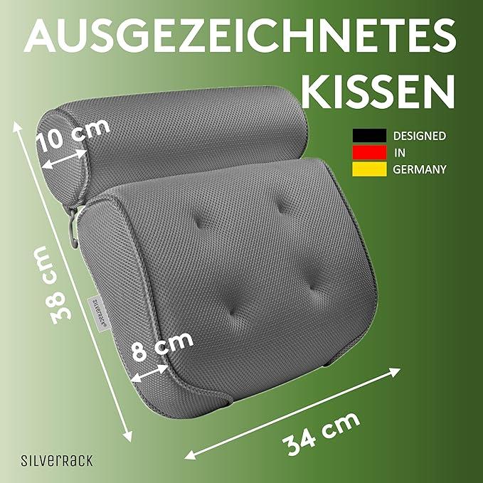 Produktbild Silverrack Badewannenkissen MEDIUM-WEICH - Nackenkissen für Badewanne mit Saugnäpfen als Badewannen-Zubehör