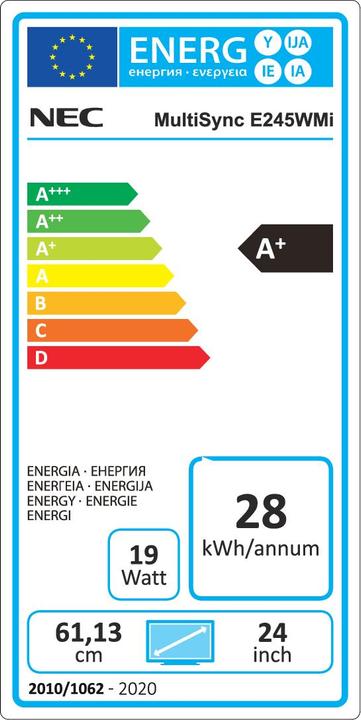 Energy Label NEC MultiSync E245WMi (1920 x 1200 pixels, 24.02")