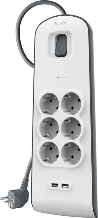 Produktbild Belkin Steckdosenleiste 6-fach 2 Meter Netzkabel BSV603vf2M-V2 (6 x, CEE 7/3, 2 m)