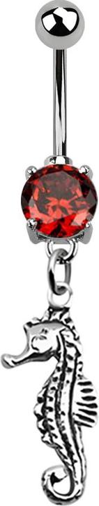 Star Piercing Banane silber mit Anhänger Seepferdchen orange (ohne Messing, 925 Sterlingsilber, Chirurgenstahl 316L)