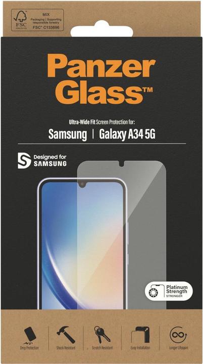 Actual product image PanzerGlass Ultra-Wide Fit (1 Piece, Samsung Galaxy A34 5G)