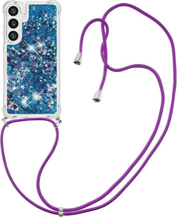 Produktbild Cover-Discount Glitzer Hülle mit Umhängeband blau (Samsung Galaxy S24+)