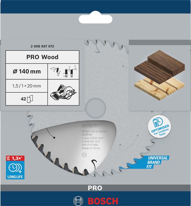 Produktbild Bosch Professional Zubehör PRO Wood cordless Kreissägeblatt, 140 x 1,5 x 20 mm