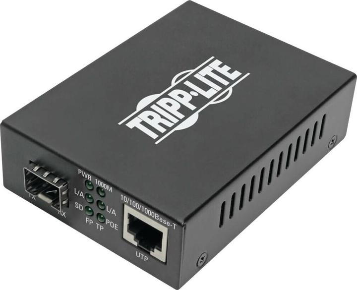 Eaton TRIPPLITE Gigabit SFP Fiber to Ethernet Media Converter POE+ International Power Cables 10/100