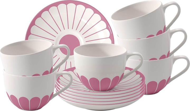Villeroy & Boch Fleur Couleur Kaffeetassen mit Untertassen (160 ml, 6 x)