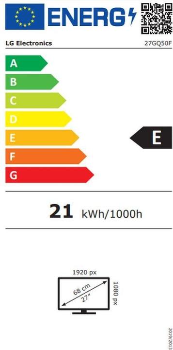 Energie-Label LG 27GQ50F-B UltraGear (1920 x 1080 Pixel, 27")