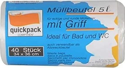 Quickpack Sacs poubelle 5,0 l blanc, 40 pcs. (40 x, 5 l)