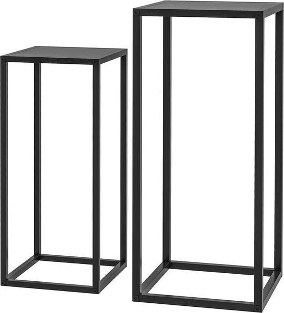 Actual product image Swisshandel24 Set of 2 plant stands, plant stool with steel legs, Scandinavian design, flower stand, heavy duty
