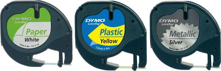 Actual product image Dymo S0721800 LetraTag Set of 3 (1.20 cm, White, Silver, Yellow)