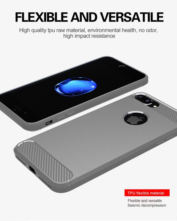 Produktbild Cadorabo TPU Ultra Slim carbon edelstahl Kombi Cover (Apple iPhone 7 Plus, Apple iPhone 7s Plus)
