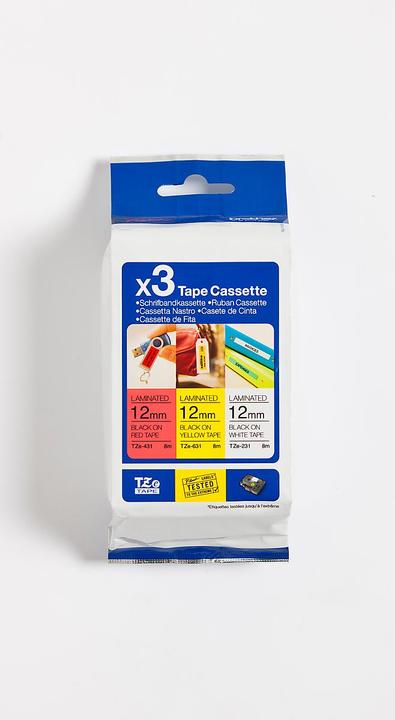 Produktbild Brother Multipack TZe-31M3 (1.20 cm, Gelb, Rot, Schwarz, Weiss)