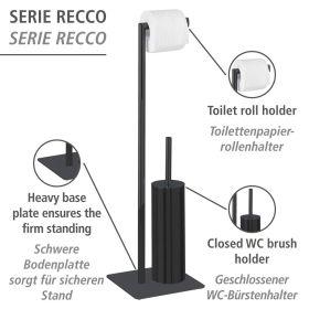Produktbild Wenko Stand WC-Garnitur Mod. Recco Schwarz aus lackiertem Stahl