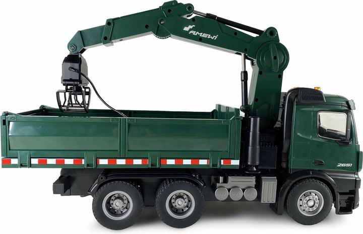Immagine prodotto Amewi Autocarro Gru Patente Mercedes-Benz Arocs Con Cassone Ribaltabile Rtr Verde (RTR pronto all'uso)