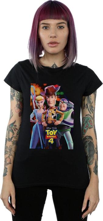 Actual product image Disney Womens/Ladies Toy Story 4 Buzz Woody And Bo Peep Poster Cotton T-Shirt (L)