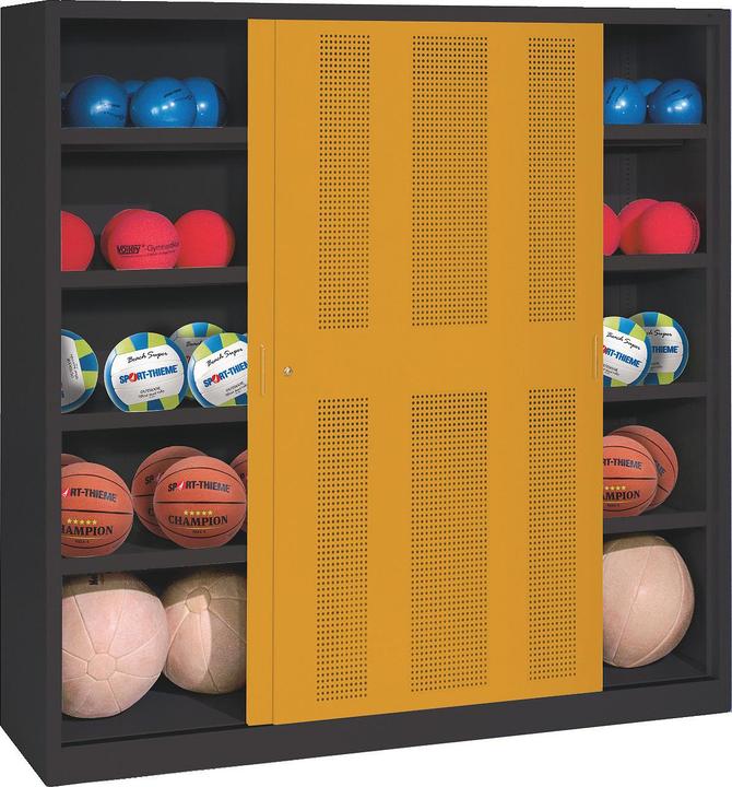 Produktbild C+P Ballschrank (HxBxT: 195x120x40 cm, mit Lochblech-Schiebetüren, Typ 4)