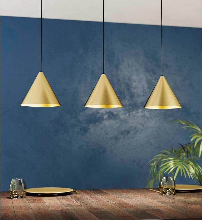 Immagine prodotto EGLO Lampada a sospensione NARICES 3x E27 nero/ottone (E27, 0 lm)