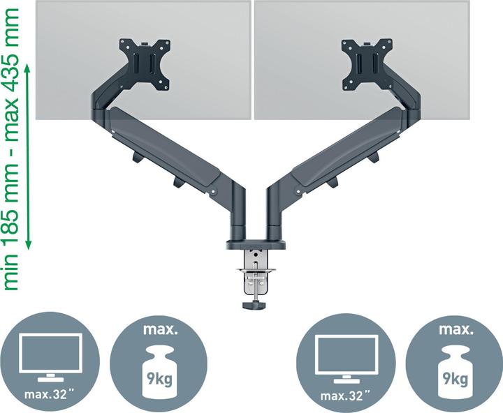 Produktbild Leitz Ergo Platzsparender Dual Monitorarm (Tisch, 32")