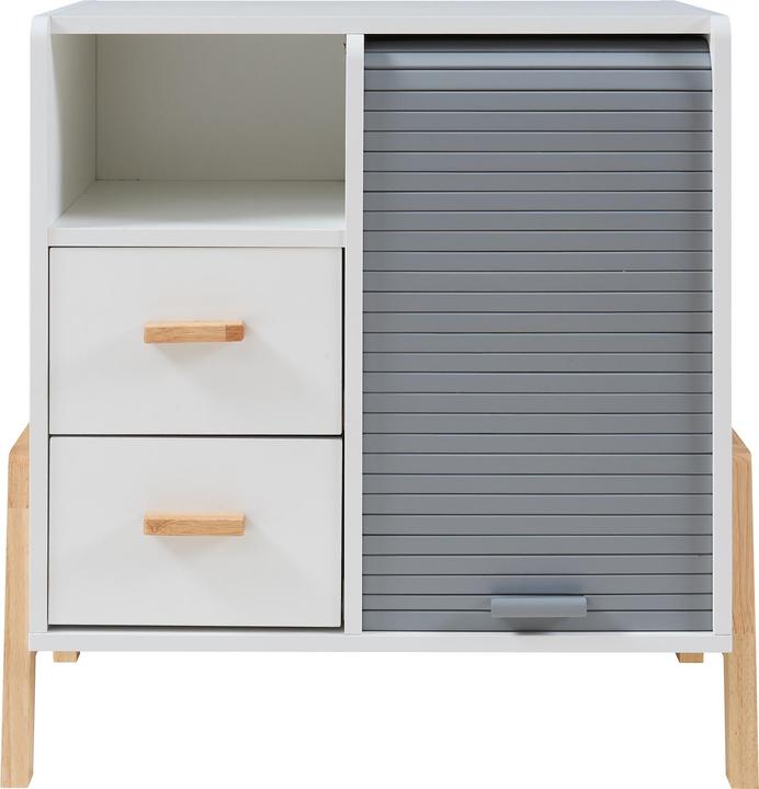 Produktbild En.Casa Sideboard Kvaefjord 66x60x40 cm mit einer Jalousietür Weiss/Grau
