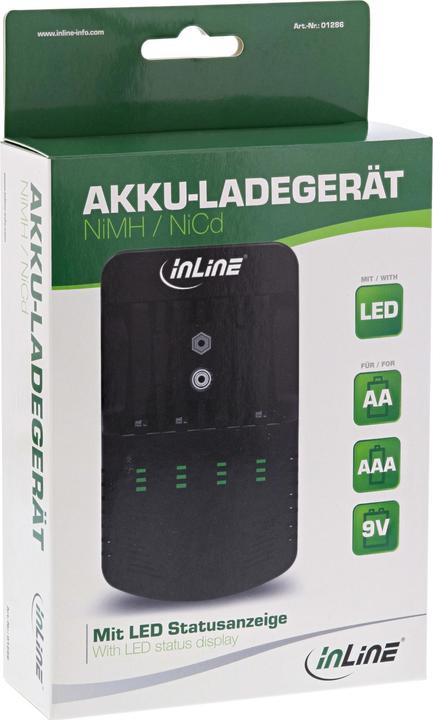 Actual product image InLine Plug-in charger (5 pcs., AAA, AA, D, 9V Block, Rechargeable battery)