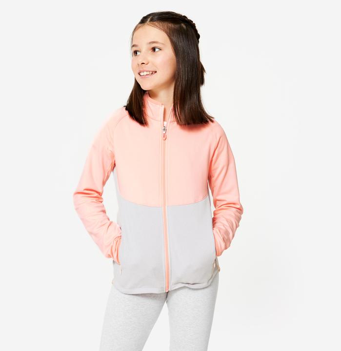 Decathlon Trainingsjacke Mädchen tailliert - rosa/grau