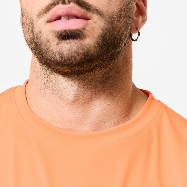 Actual product image Domyos Men's Short-Sleeved Crew Neck Breathable Fitness T-Shirt - Orange (M)