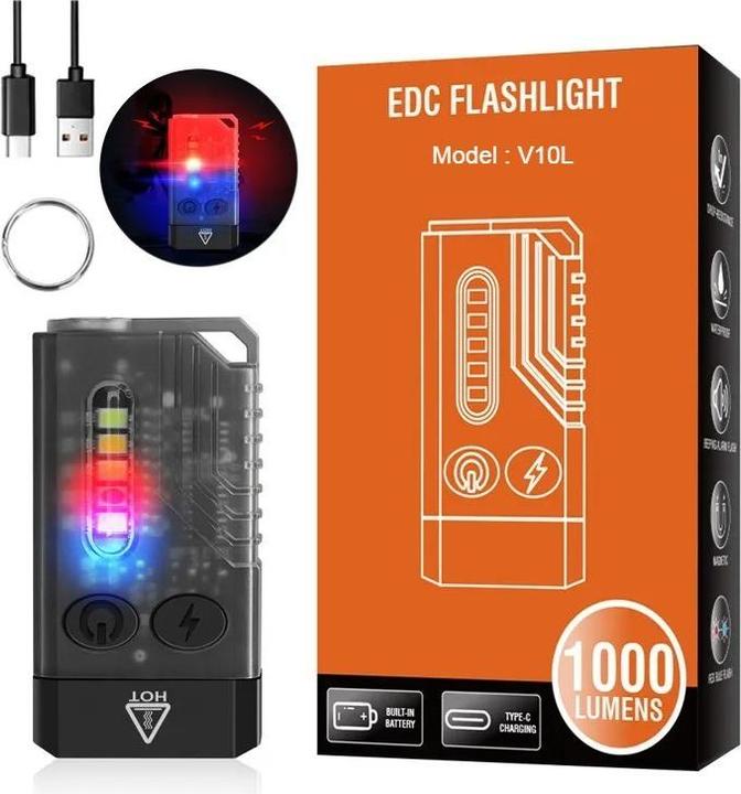 Image du produit Boruit V10L - lampe de poche Led avec lumière haute puissance 1000 Lumens - avec avertissement de b (1000 lm)
