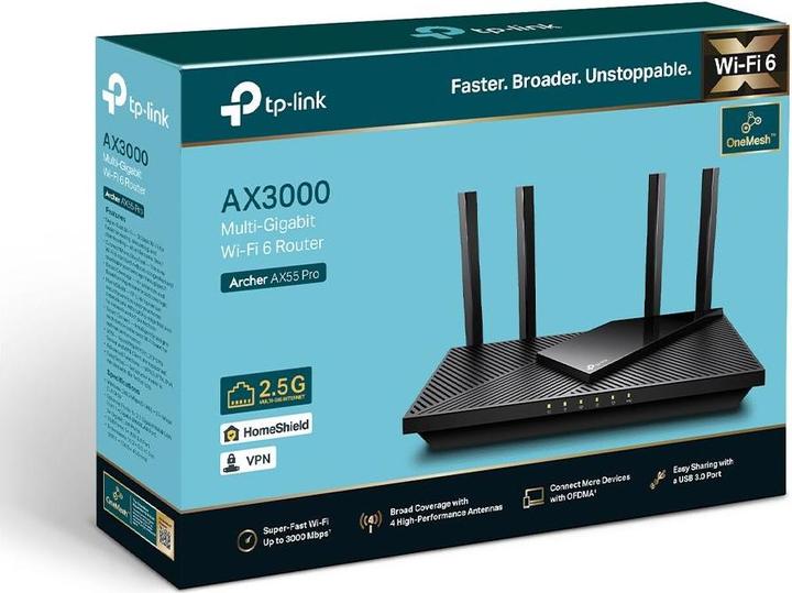 Actual product image TP-Link Archer AX55 Pro Wi-Fi 6 Dual-Band 2.5Gbit Router AX5400