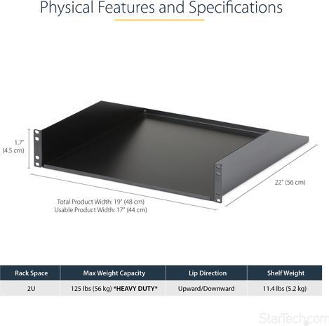 Produktbild StarTech 2u Fixed Rack Mount Shelf