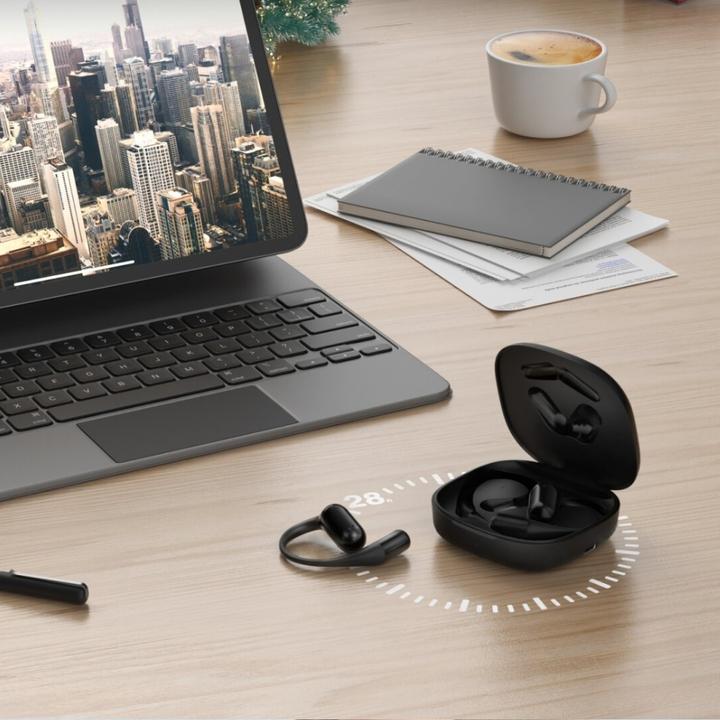 Produktbild 4smarts Open-Ear Bluetooth Kopfhörer SkyBuds AI Screen, Schwarz (28 h, Kabellos)