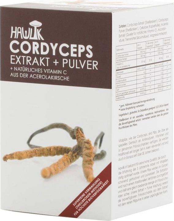 Actual product image Hawlik Cordyceps extract + powder capsule (120 Piece, Capsules, 109 g)