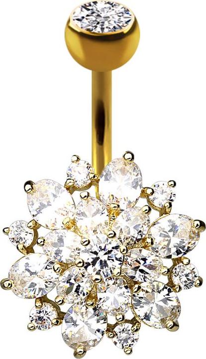 Immagine prodotto Star Piercing Banana in argento placcato oro 14k con cristalli di dalia (Ottone, Acciaio chirurgico 316L)