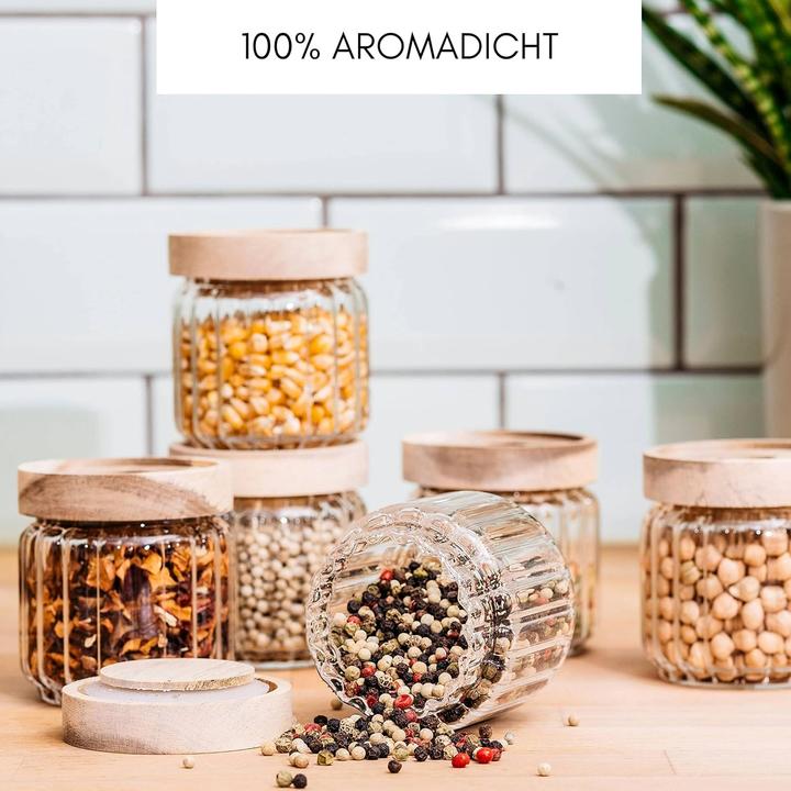 Produktbild Econovo 6-teiliges Gewürzgläser Set, stapelbar, luftdicht (0.15 l)