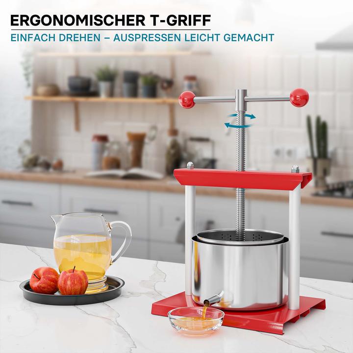 Immagine prodotto Wiltec Presse à fruits Pressoir à vin Acier 6l Cuve en acier inoxydable Pressoir Fruits Baies (Spina UE)