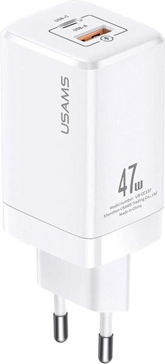 Produktbild Usams Ład. siec. T41 USB-C+USB GaN 47W PD+QC (only head) Fast Charging biały/white CC137TC02 (US-CC1 (47 W)