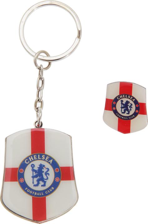 Chelsea FC Schlüsselanhänger und Anstecker mit England St George Flagge Metall