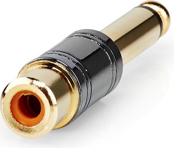 Actual product image Nedis Mono audio adapter | 6.35 mm plug | RCA socket | Gold-plated | Straight | Metal | Metal | 1