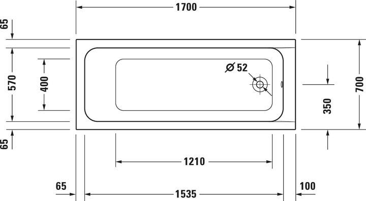 Image du produit Duravit Baignoire rectangulaire D-Code 70 x 170 cm blanc lisse 700098000000000 (110 l, 170 cm, 70 cm)