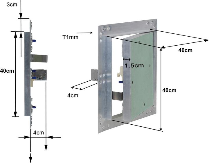 Produktbild Wiltec Revisionsklappe 40x40cm Revisionstür Alu Revisionsöffnung Wartungsklappe