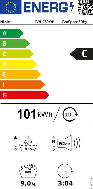 Energy Label Miele TWH780WP 11819590 (9 kg, Left)
