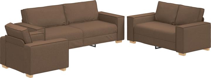 Produktbild VidaXL 3-teiliges Sofaset mit Kissen braunes Gewebe (3-Sitzer)
