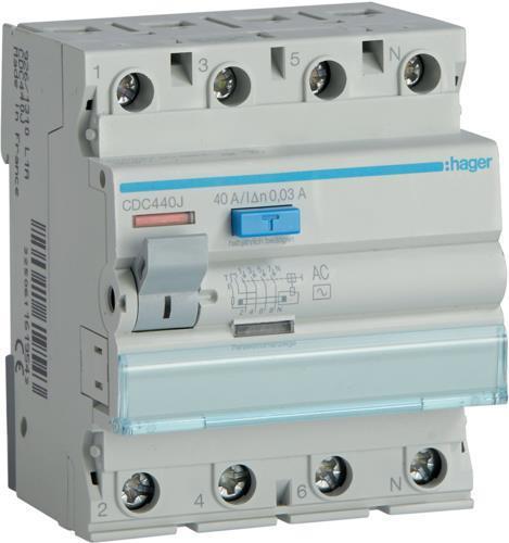 Image du produit No Name CDC440J 40A/ 30MA/AC DISJONCTEUR DIFFÉRENTIEL 40A 4P 4M 30MA AC 6KA (Boîtier)