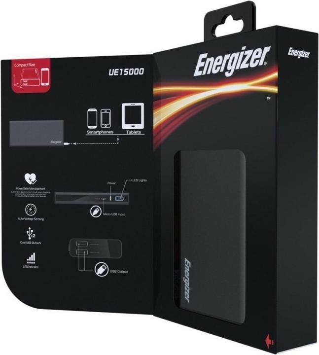 Actual product image Energizer Powerbank UE15000 (15000 mAh, 10 W, 55.50 Wh)