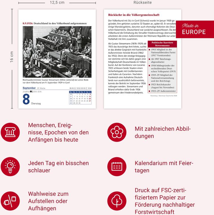 Produktbild Harenberg Abenteuer Geschichte Tagesabreisskalender 2026 - Menschen, Ereignisse, Epochen - von den Anfängen (Deutsch)