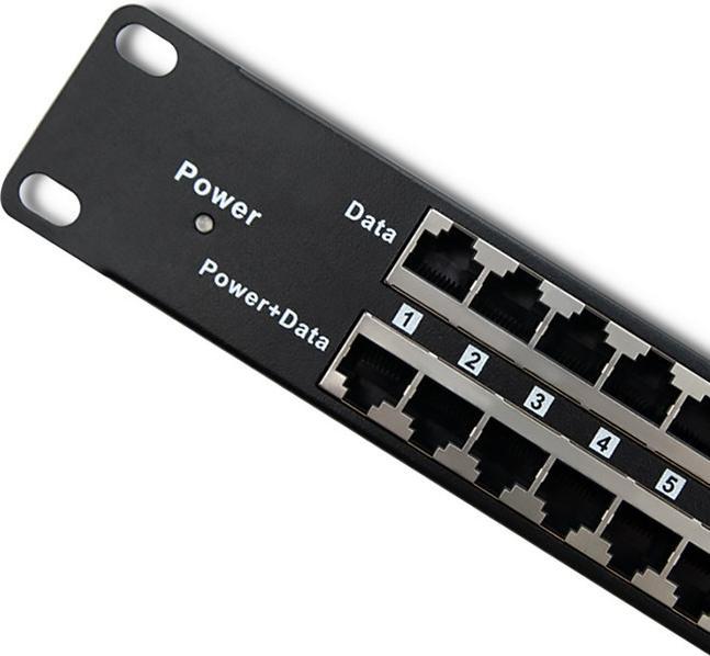 Produktbild Qoltec 54477 Patchpanel RACK 48V 24 Anschlüsse Passiver PoE-Injektor 1000m Schwarz (Proprietär 48V)