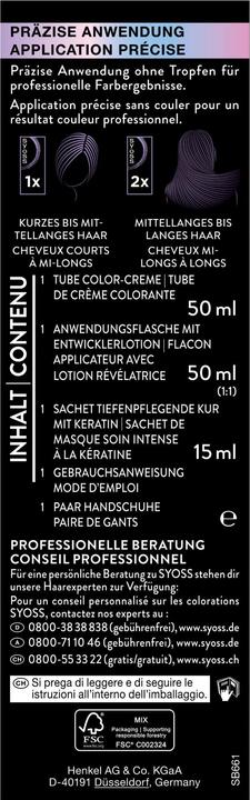 Valeurs nutritives et ingrédients Syoss Metallic Collection 6 61 Caramel Gold (6 61 Or caramel)